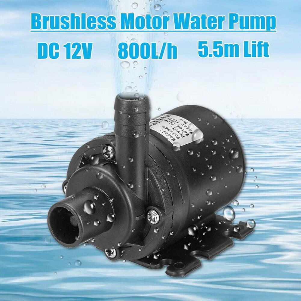 DC 12V IP68 Waterproof Electric 800L/H Circulation Ultra Quiet Stainless Steel Core Submersible Water Pump Brushless Motor Home
