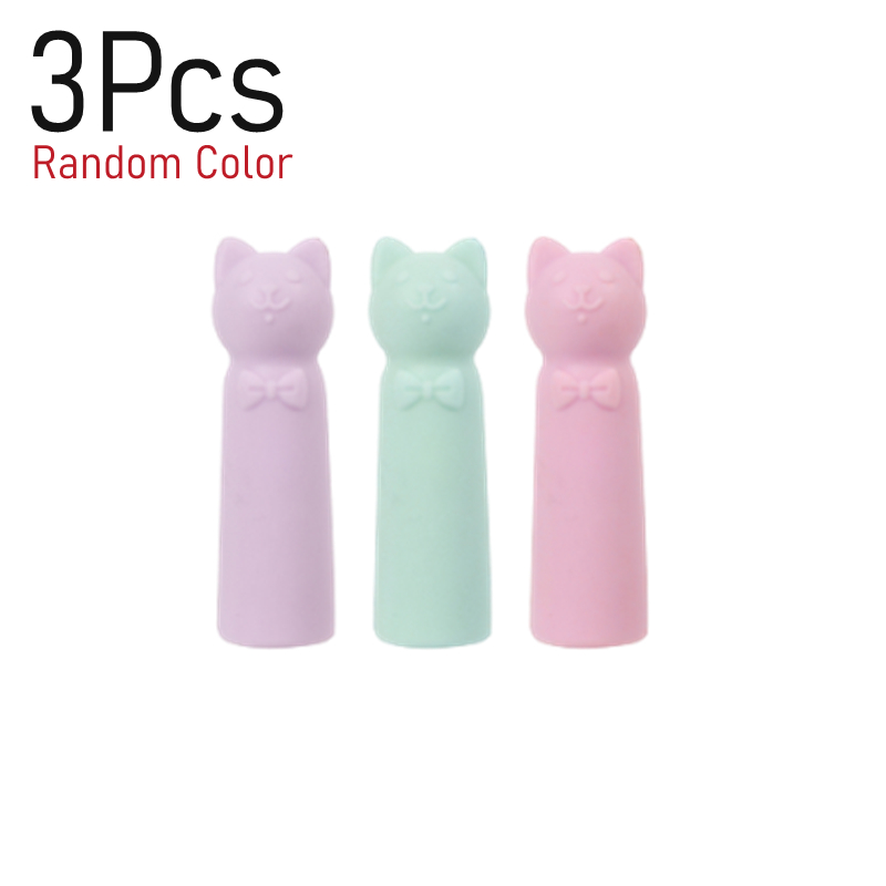 1-20Pcs Cat Erasers Pencil Tip Cap Kawaii Wipe Clean Rubber Eraser Cute Pen Topper Cap Student Stationery School Office Supplies: Yellow