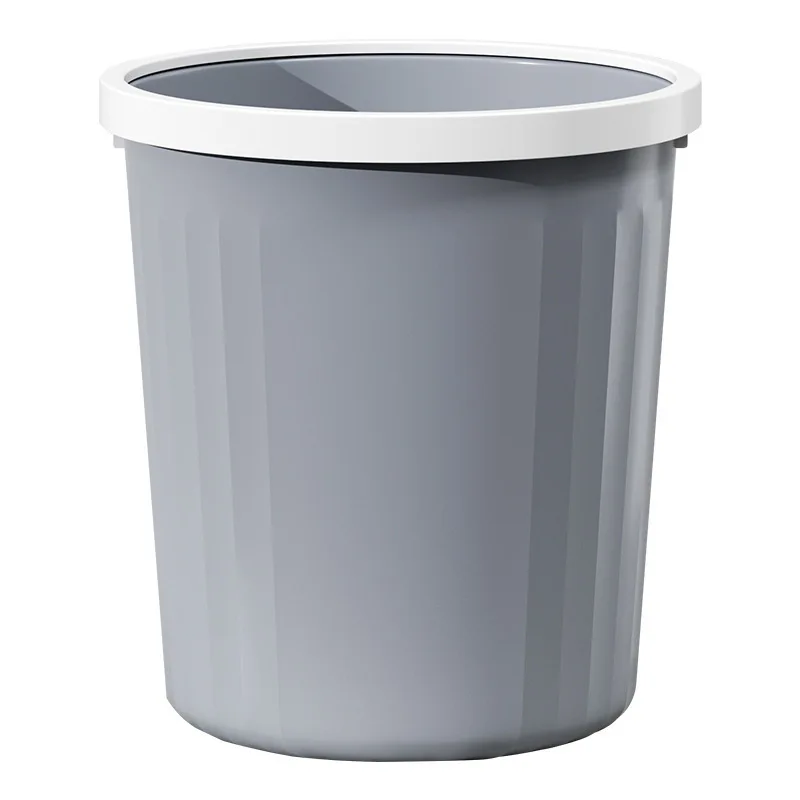 Thick Plastic Trash Can Kitchen Home Use Large Capacity No Cover Big Caliber Multi Scene Garbage Basket with Press Ring
