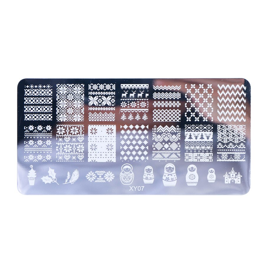1 Uds. De placas de estampación de uñas, sellos de flores de Navidad, Animal Nail Art, estampado de imágenes, plantilla de Manicura, , plantilla para impresión JIXY01-08: XY07
