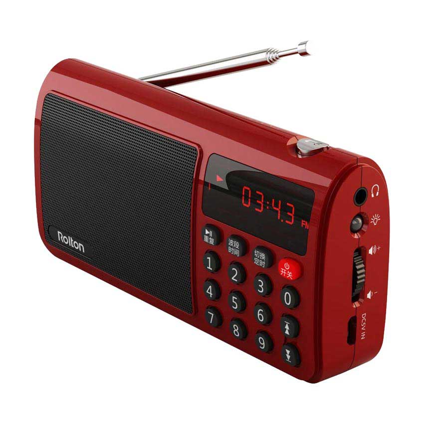 Rolton-Radio portátil T50 de banda mundial, reproductor de música Mp3, tarjeta TF y linterna para PC y iPod