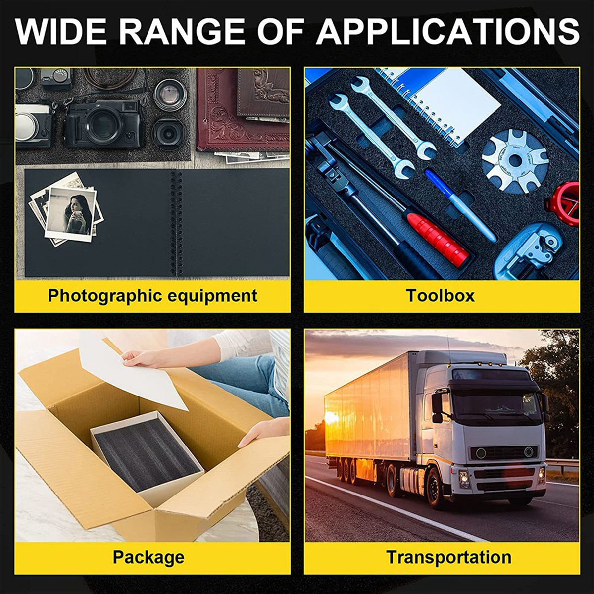 2Pack Polyurethane Foam Sheet- 16 x 12 x 2 Inch Foam Inserts for Cases- Packing Foam Pads for Toolbox Camera Storage