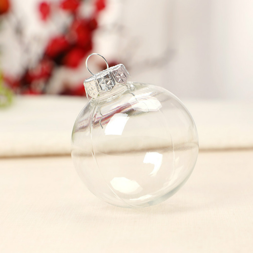 6/8/10cm Transparent Christmas Ball Plastic Bauble Clear Fillable Xmas Tree Hanging Decorations DIY Party Year Ornament