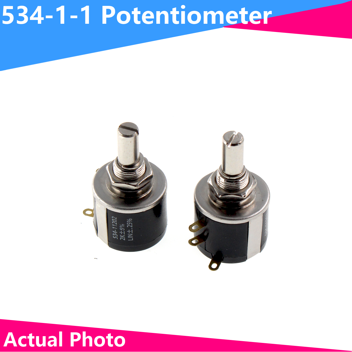 Potenciómetro bobinado de alambre de bobina de precisión, 534-1, 534, 2w, 100R, 200R, 500R, 1K, 2K, 5K, 10K, 20K, 50K, 100k