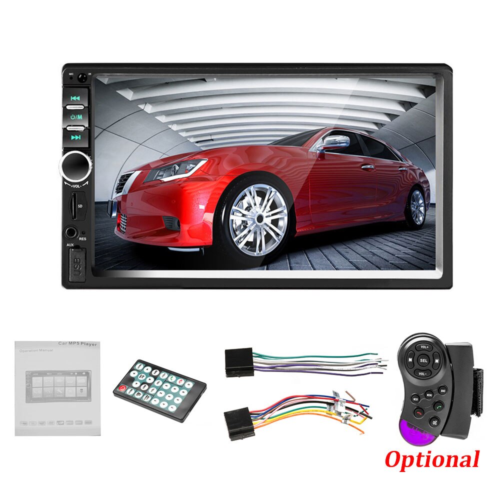 2 Din Autoradio 7 Inch HD Touch Screen Bluetooth Autoradio MP5 Speler USB Audio Stereo Met Achteruitrijcamera subwoofer