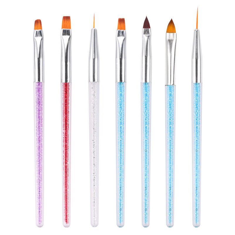 7Pcs Nail Art Kristal Graveren Pen Uv Gel Ronde Kop Lichttherapie Pen Diamant Tekening Pen Diy Acryl Nail borstel