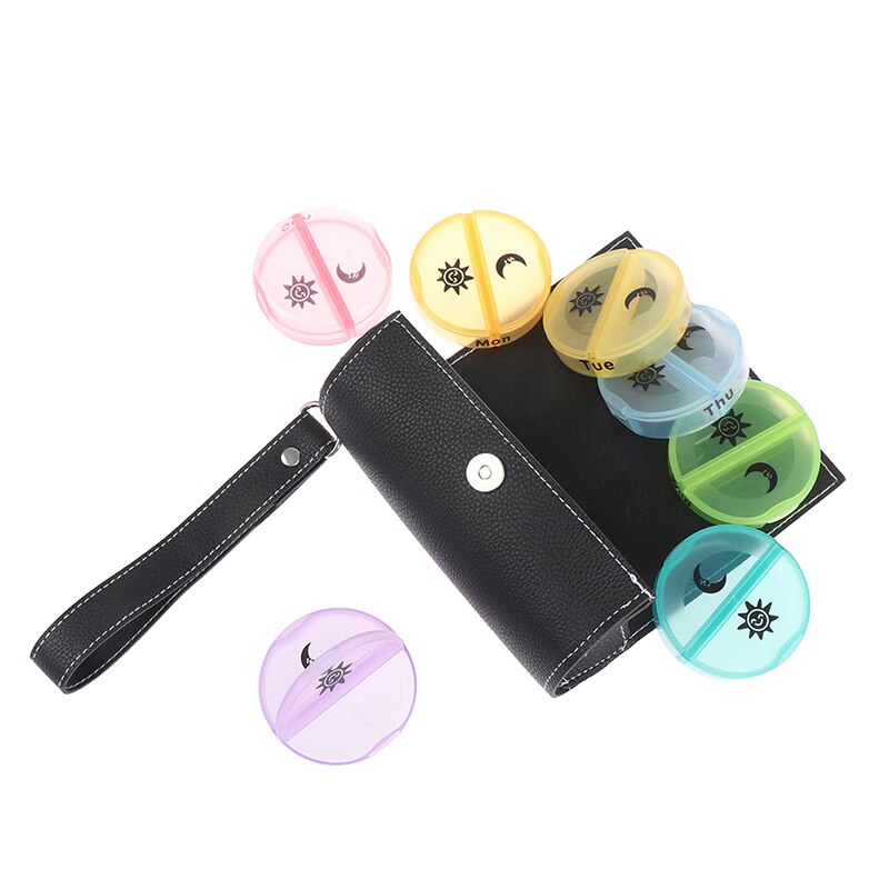 1Pc 14Grids 7Days Weekly 7 Days Tablet Pill Box Holder Medicine Storage Organizer Container Case with PU Pouch