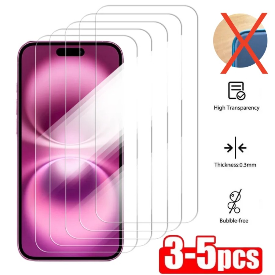 3–5 Stück gehärtetes Glas für iPhone 16 Profi Max 16 Plus, hochwertiger Displayschutz ohne weißen Rand für iPhone 16 Profi 16e