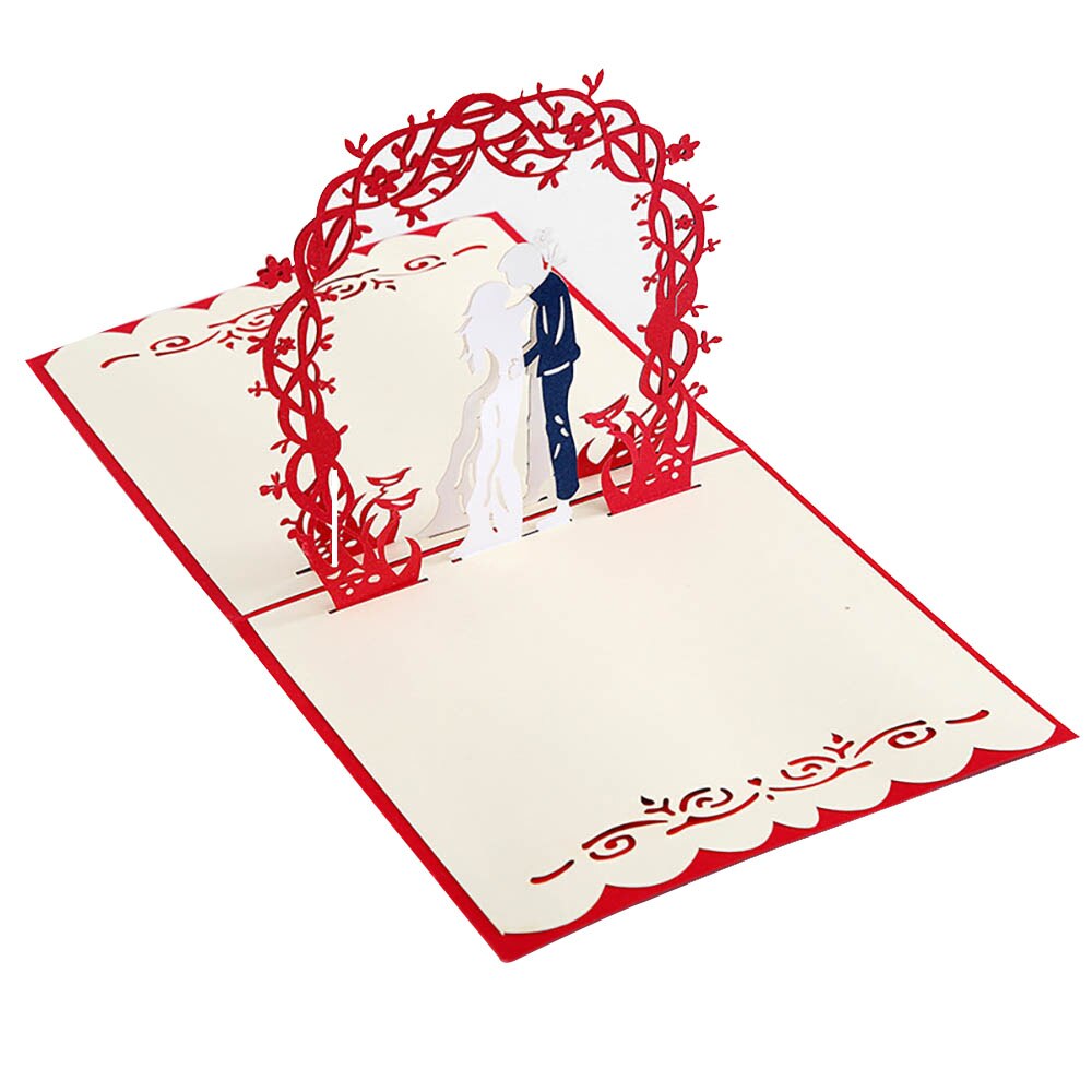 3D Pop-Up Cards Birthday Card Red Rose Shape Birthday Cake Greeting Card Postcards Card: D