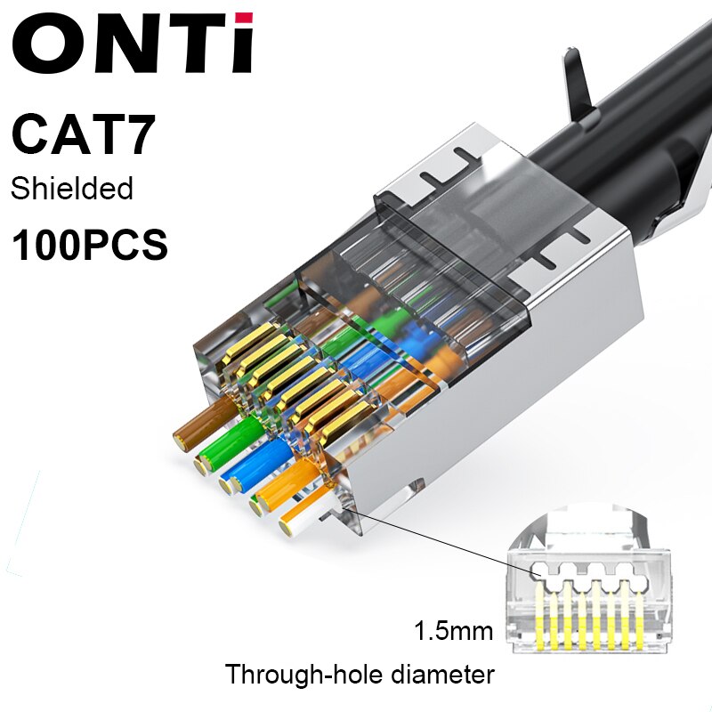 Connecteur ONTi RJ45 Cat7/6/6A/5E, outil de sertissage RJ45 passant à sertir avec lame de rechange dénudeur de câble Ethernet: Kaki