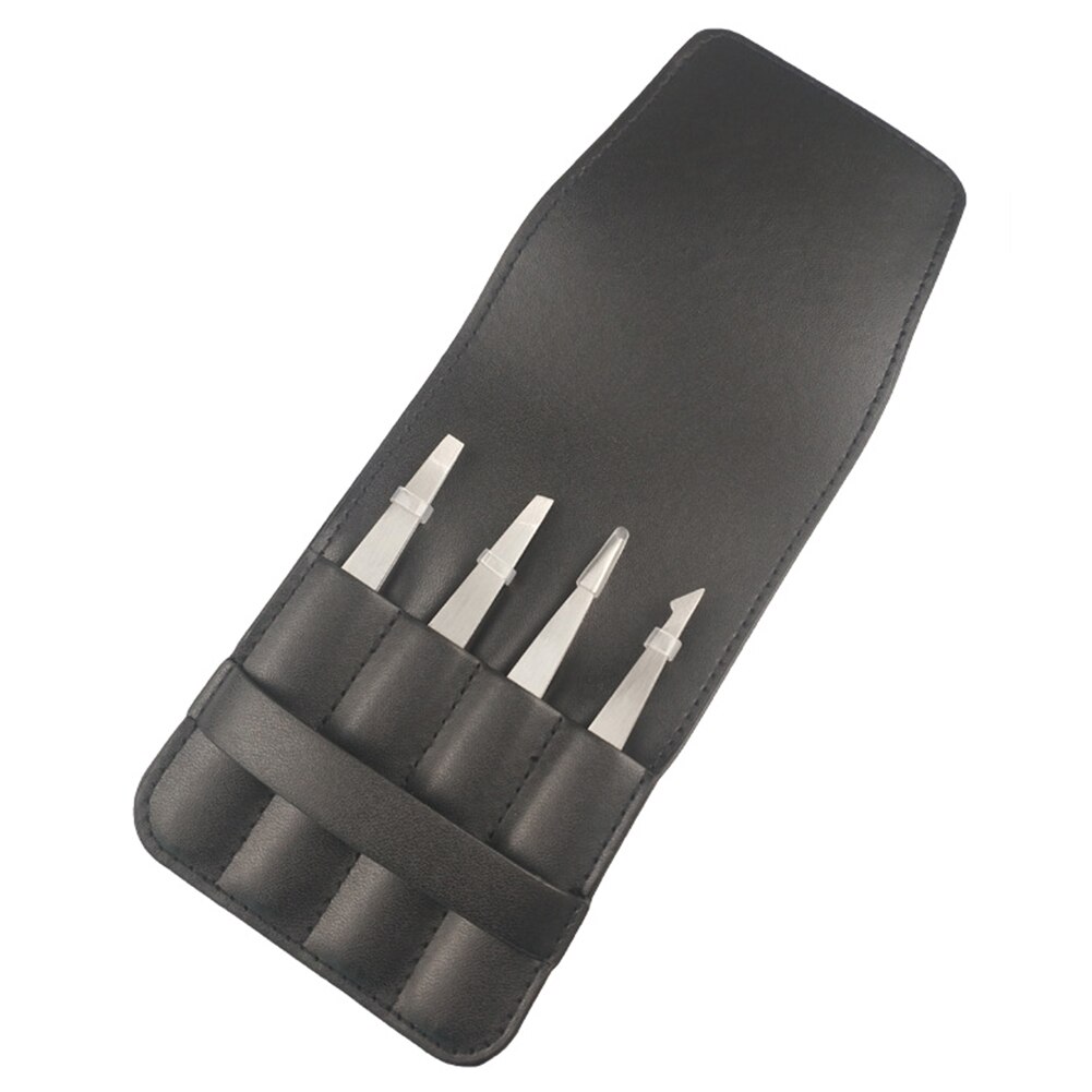 4 Pcs Tool Ingrown Hair Tweezer Set Practical Portable Splinter Makeup Eyebrow Removal Stainless Steel Clip Sanding