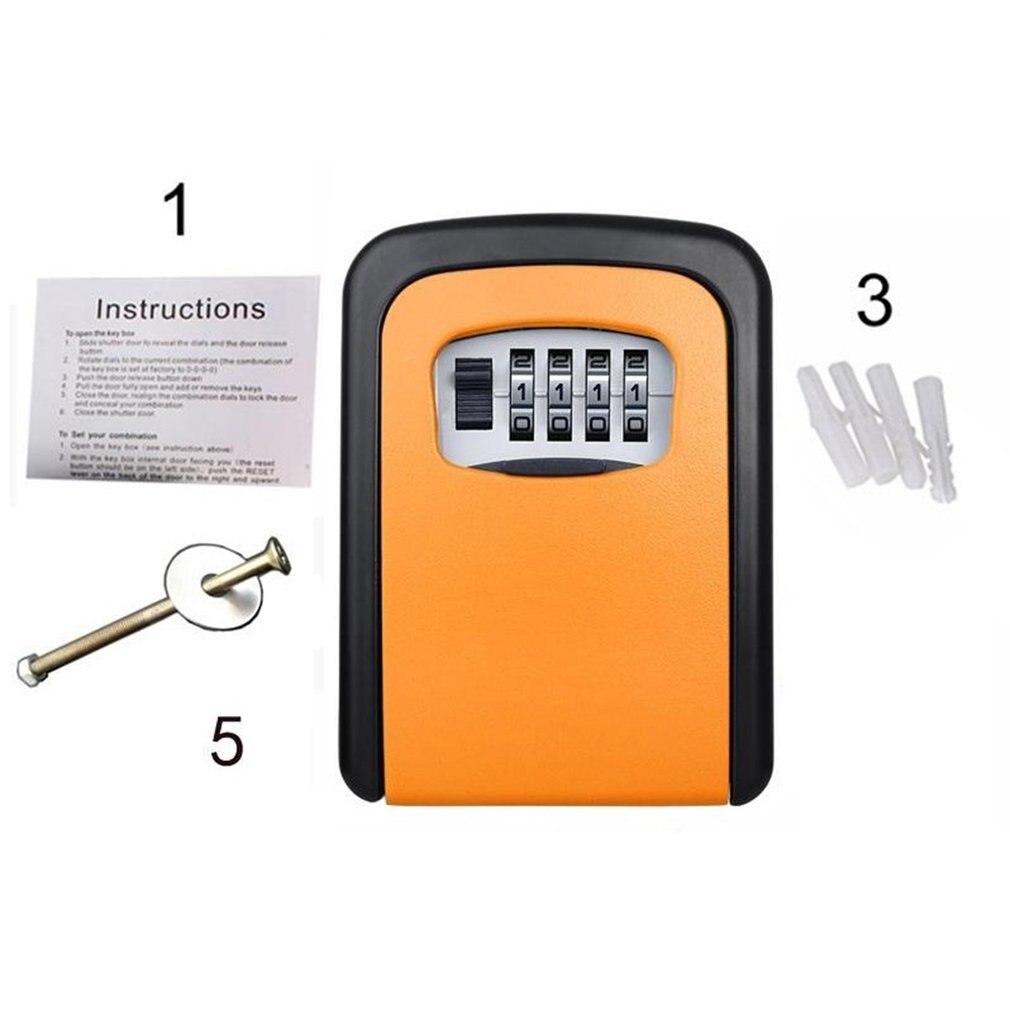 Key Lock Box Wandmontage Aluminiumlegering Sleutel Kluis Weerbestendig 4 Digit Combinatie Sleutel Opslag Lock Box Indoor Outdoor