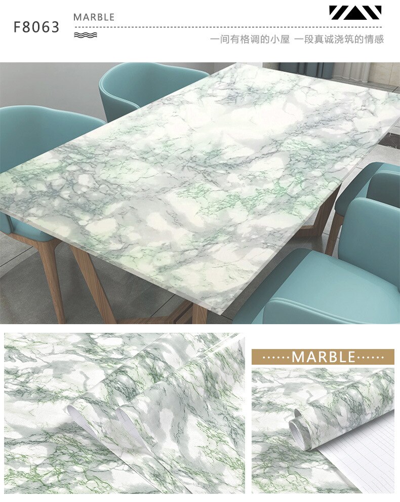 Moderne woonkamer meubels bureaublad waterdicht marmer behang vinyl zelfklevend contactpapier effen kleur woondecoratie: F8063