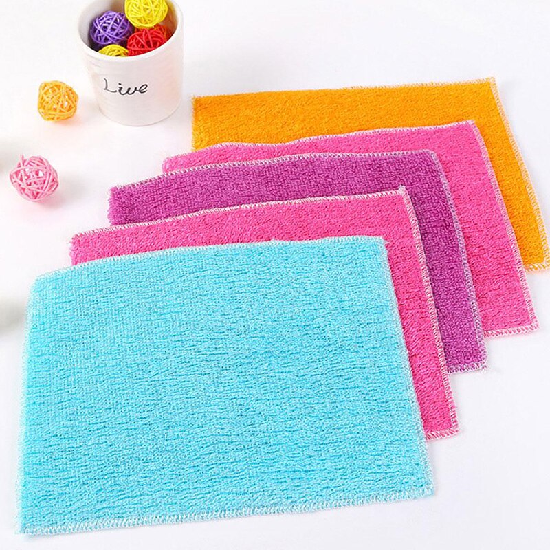 1pc anti-fett disktrasa bambu fiber tvätt handduk skursvamp magiska rengöring trasor kök hushållsartiklar rengöring verktyg