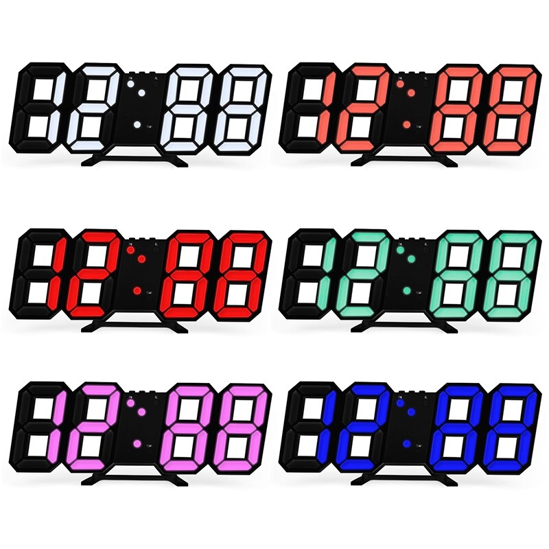 Large 3D Digital Led Alarm Clock Snooze Function Photosensitive Electronic Table Clock With Thermometer Calendar Desk Clocks