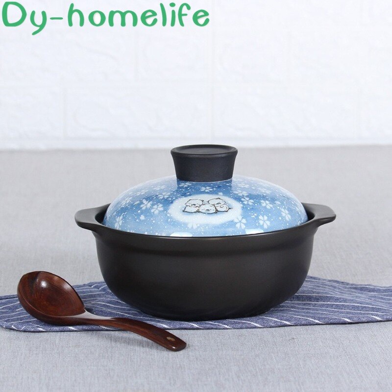 Cazuela de cerámica de varios tamaños japonesa, olla para sopa de cerdo de dibujos animados, resistente al calor, para el hogar