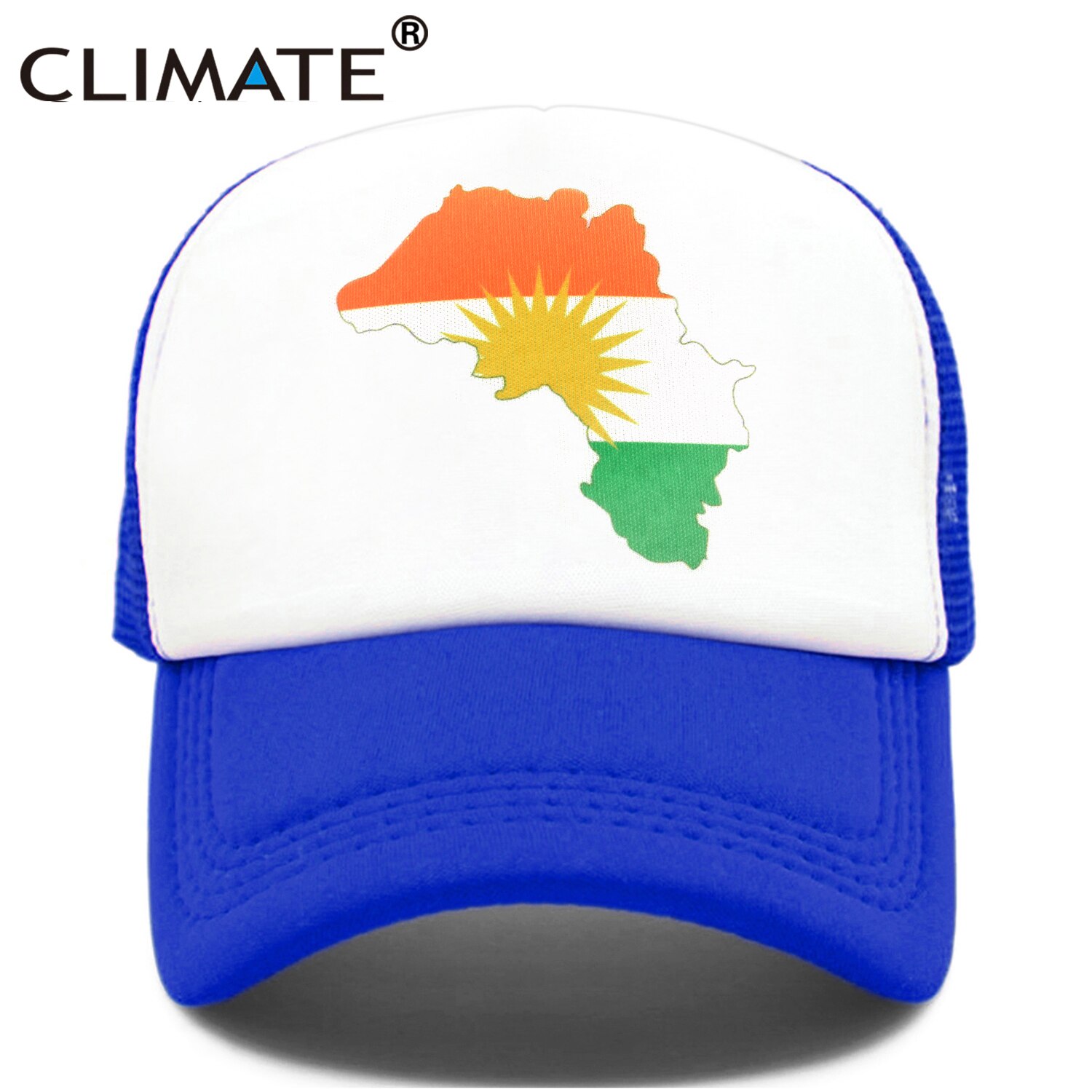 Clima Kurd Kurdistan Cap Kurds kurdistan Flag Map Trucker Cap verde all&#39;aperto Sport cappello Cap Cool Summer Mesh Cap uomo donna bambino: Blue Cap / Kid 52to55cm head