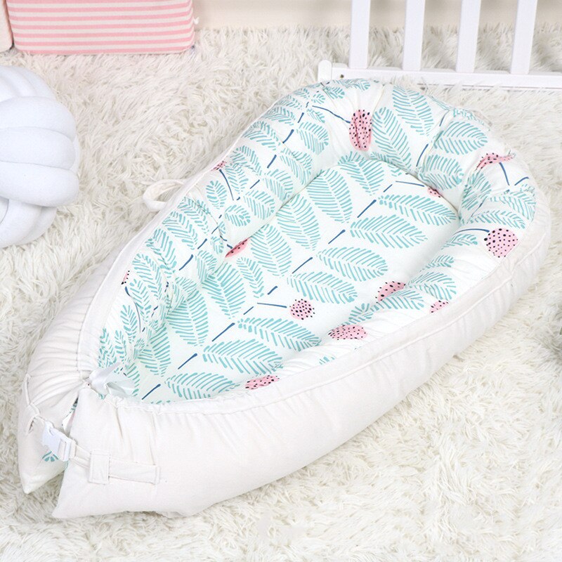 Cama nido de bebé portátil de 80cm x 50cm, cuna extraíble y lavable, cama de viaje para niños, cuna de algodón: white