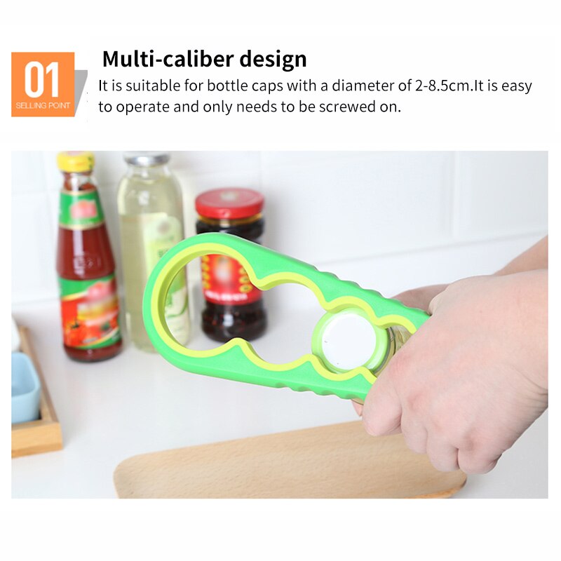 1Pc Deksel Schroef Jam Flesopener Keuken Suppliles 4 In 1 Blikopener Handleiding Antislip Twist Cap fles Launcher Opener