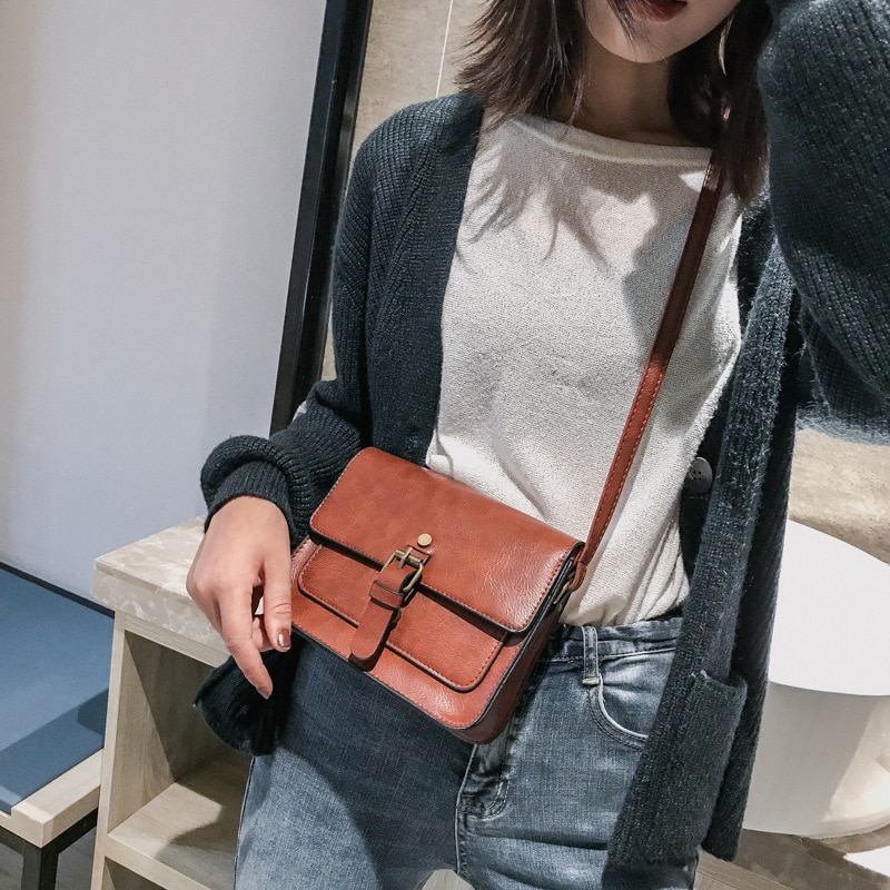 Vintage Women Flap Casual Leather Shoulder Bags Lady Crossbody Messenger Bag Envelop Clutch Purse