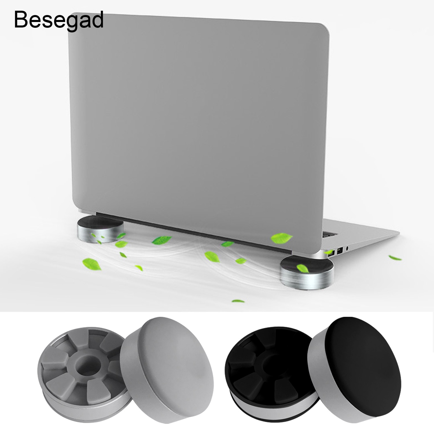 Besegad 2 pcs Laptop Stand Praktische Aluminiumlegering Cooling Pads Rubber Antislip Voet Pad Houder voor MacBook Air pro Accessoires