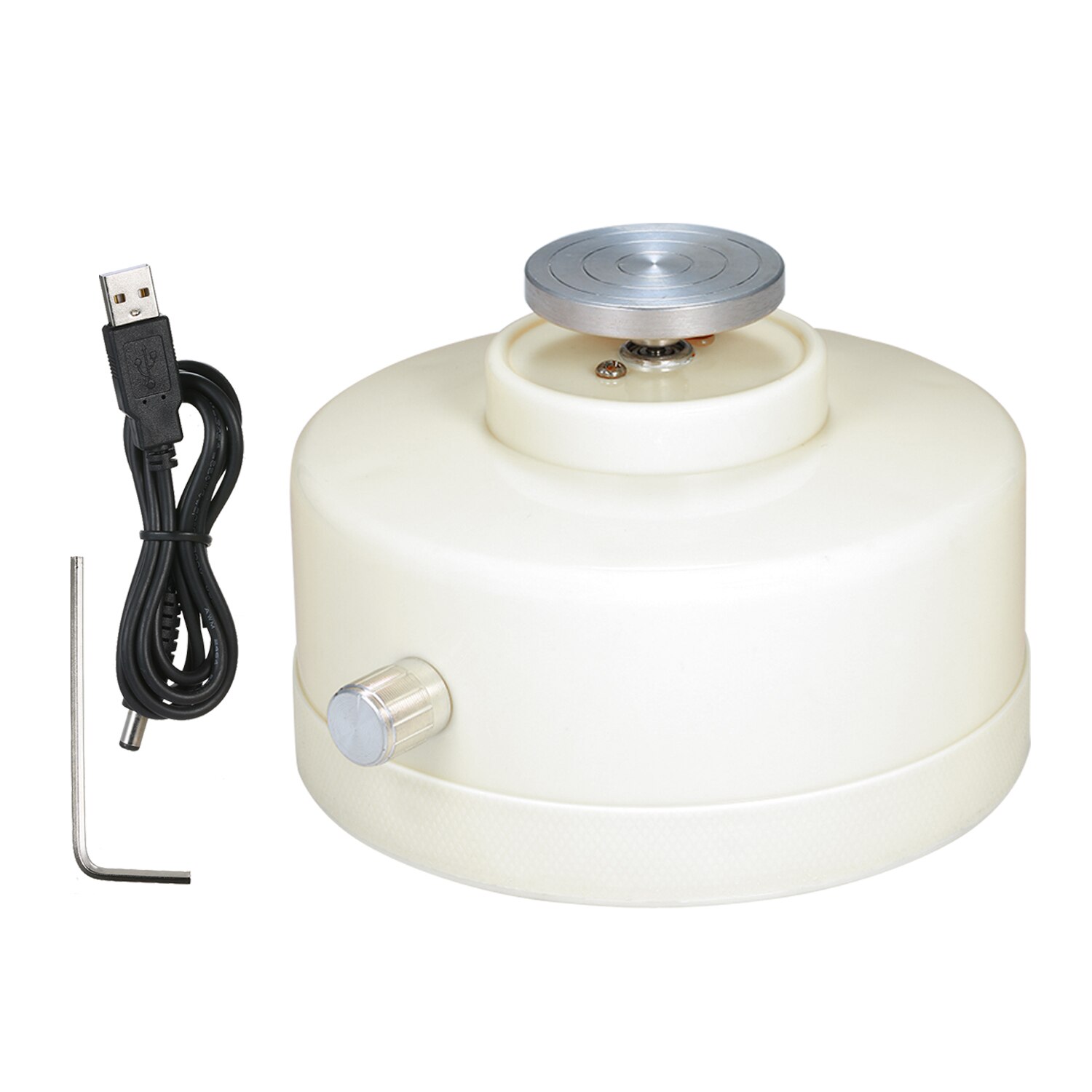 mini tornio per ceramica usb 4.3cm giradischi elettrico fatto a mano per tornitura dell'argilla, macchina per ceramica fai da te: Bianco