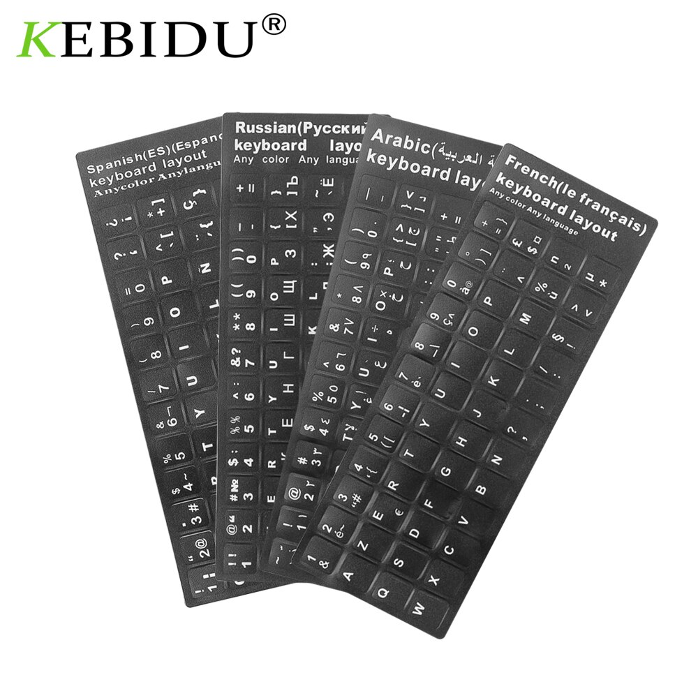 Kebidumei Toetsenbord Covers Russische Franse Arabisch Spaans Toetsenbord Stickers Letter Alfabet Layout Sticker Voor Laptop Desktop Pc