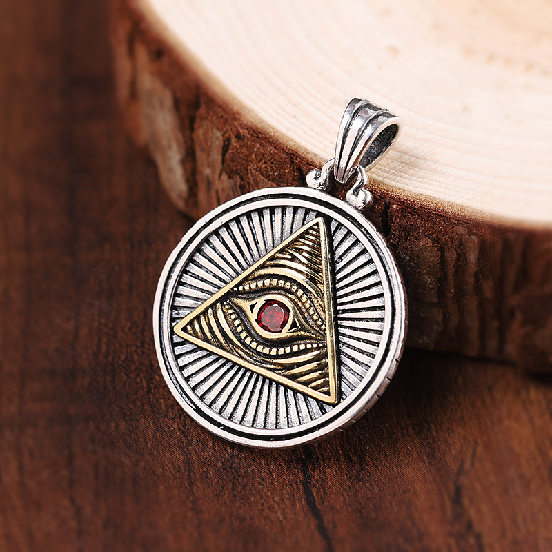 Colgante de Ojo Triangular de Horus con cadena de acero inoxidable, collar de Ojo de Dios, accesorios de joyería urbana a la para hombre