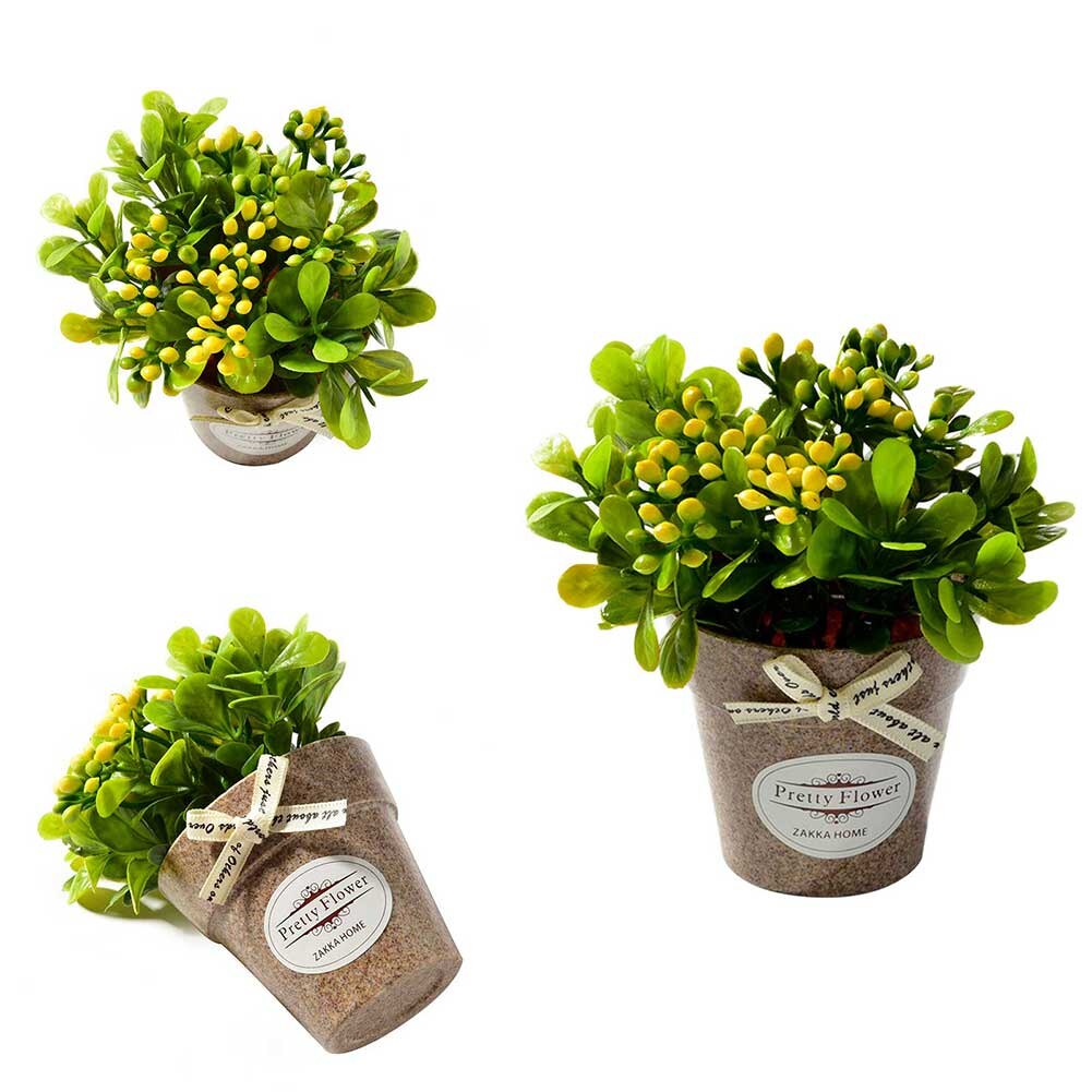 Small And Beautiful Pastoral Style Basil Crafts Artificial Flower Small Bonsai Set Artificial Plant Garden Home Decoration