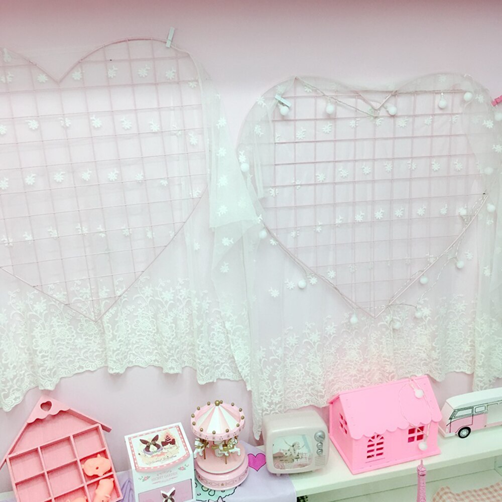 Home Decor Heart Wall Decoration Wall Photo Grid Panel Rack Clip Painted Wire Photograph Picture Hanging Frame Photo Organizer