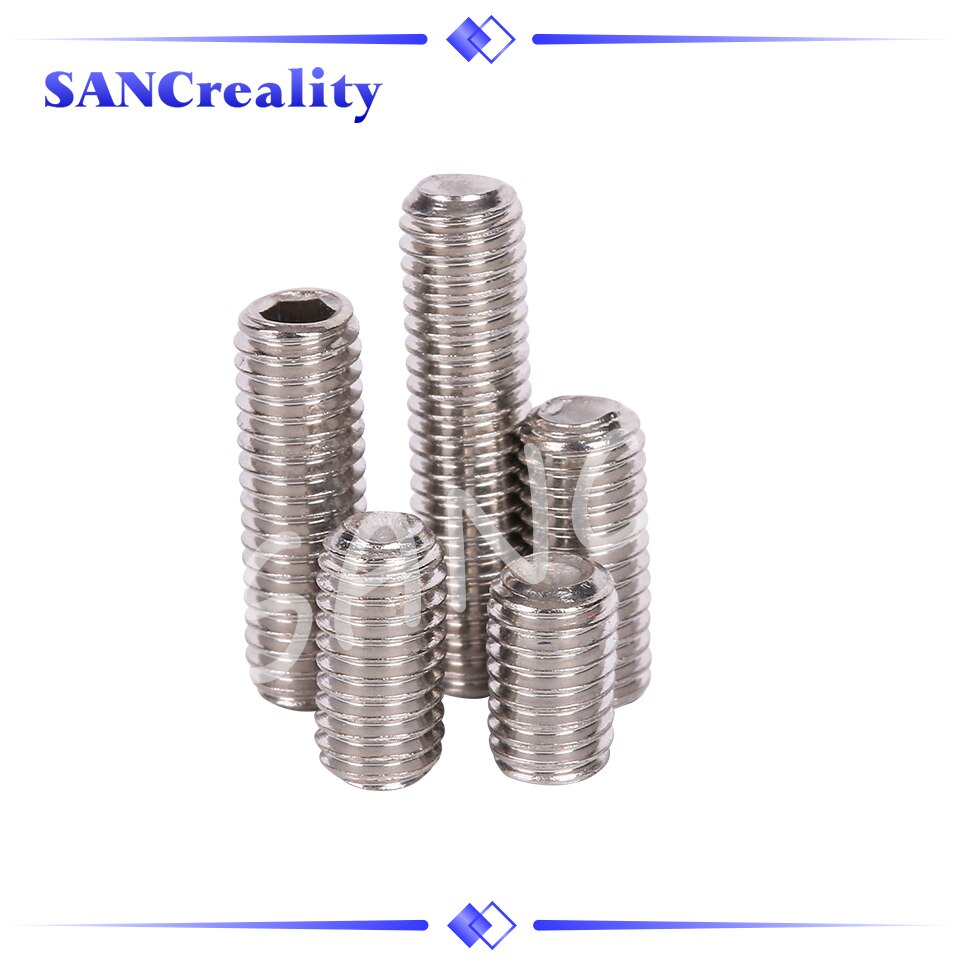 Hexagon Hex Socket Set Screw Flat Point Allen Head M3 Grub Screw Stainless Steel Headless Set Screw for 3D Printer