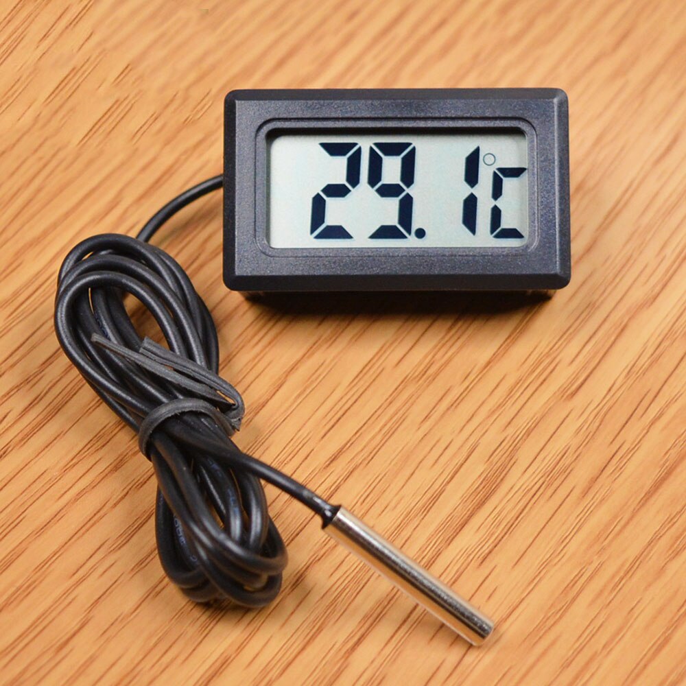 Digital Thermometer Fridge Freezer Mini LCD Digital Thermograph For Fridge Temperature -50 ~ 110 Degrees Indoor Outdoor Probe: Black