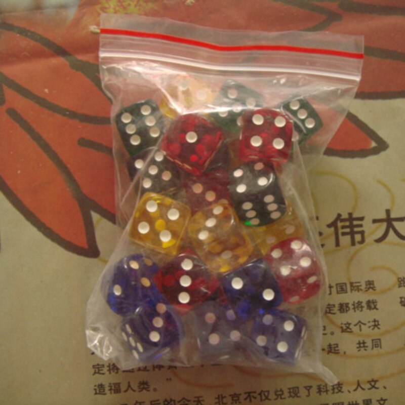 24Pcs 6 Zijdig Afgeronde Hoeken Dice Multi Kleur Party Prop Acryl 16Mm Ronde Hoek Boord Gokken Transparante Dobbelstenen familie Games