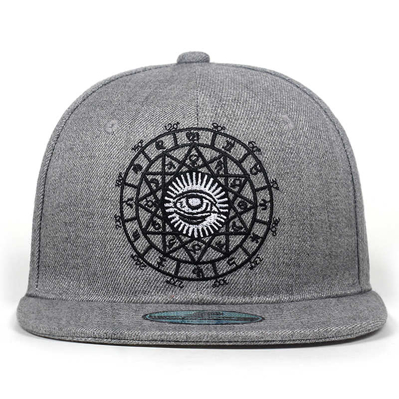 Mode Harajuku Mannen Womens Casual Snapbacks Zwart Grijs Eye Borduren Cap Hip Hop Hoeden Baseball Caps Garros: GRAY