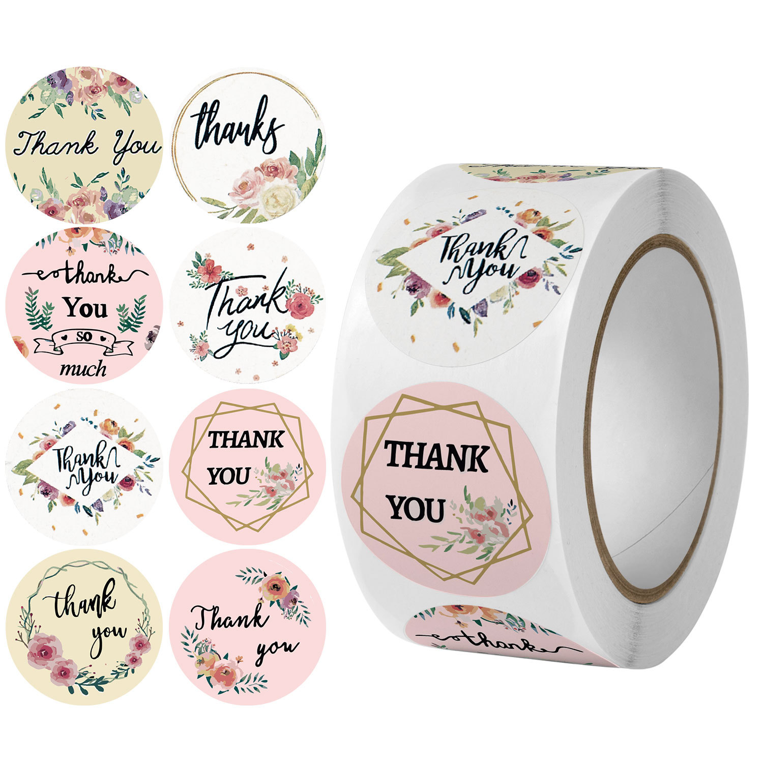 Pegatinas de agradecimiento para joyería, etiquetas autoadhesivas para envolturas de de boda, bolsa de embalaje para pequeñas empresas, , 25mm, 500 piezas: Rosa