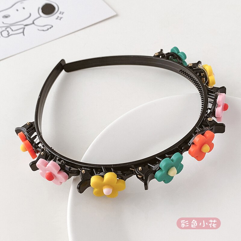 Kinderen Leuke Bloem Gevlochten Haarband Gebroken Haar Artefact Meisjes Niet Pijn Haarspeld Hoofdband Haarspeld Hoofdtooi Vrouwelijke: 15 Colorful Florets