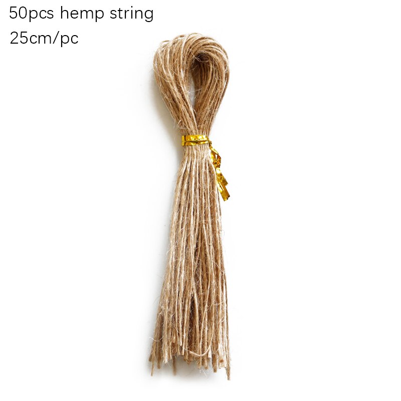 50 Stuks Vintage Kraftpapier Tag Hang Tags Wedding Birthday Party Candy Dozen Prijs Label Naaien Kleding Kledingstuk Tags: 50pcs hemp string