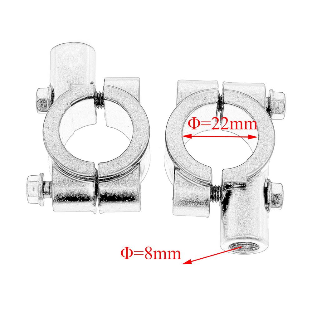 Abrazadera de montaje para espejo retrovisor de motocicleta, soporte de 2 piezas, 22mm, 10mm, 8mm, 10mm y 25mm: Silver 8mm 22mm