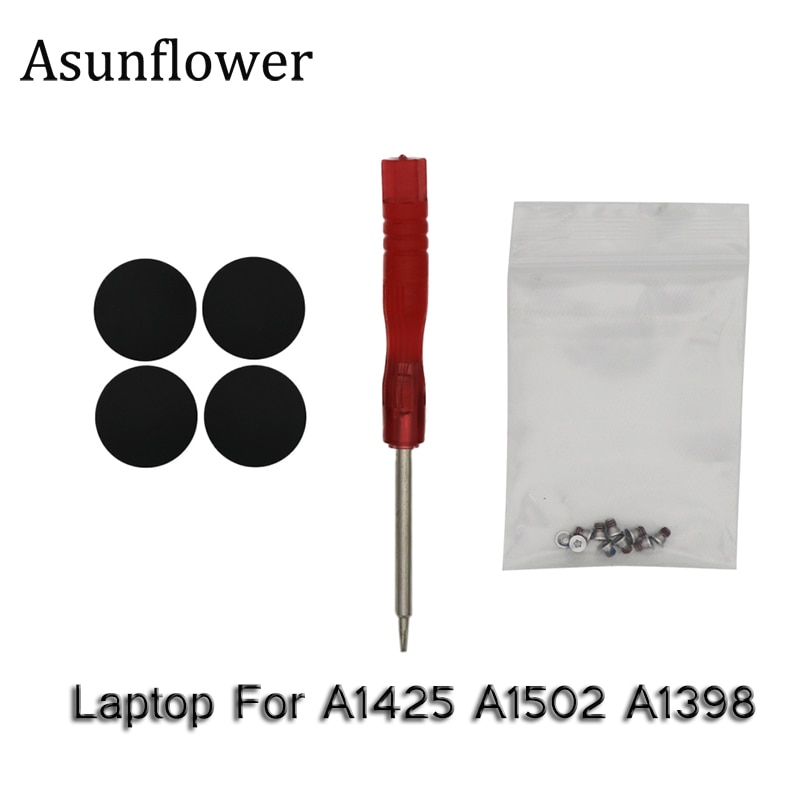 Asunflower oem novo 4 pçs portátil a1425 a1502 a1398 capa inferior de borracha pés pé kit + parafusos conjunto ferramenta para macbook pro 13 "15"