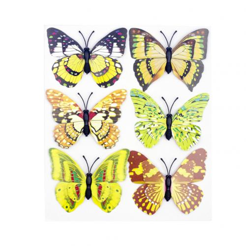 6 stk pvc sommerfugl simulation ornament udendørs have busk fest festival indretning: Gul