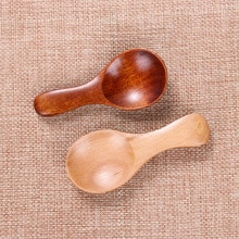 1Pc/2pcs Mini Natural Wooden Spoon Scoop Flatware Tea Honey Coffee Condiment Salt Sugar Spoon Cooking Tools Kitchen Gadgets