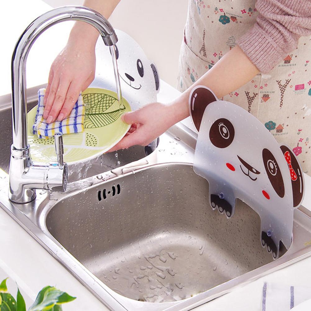 Plato de agua de plástico con dibujos animados de oso Panda, protector contra salpicaduras para fregadero de cocina, impermeable, tabla de lavado de frutas y verduras, 2 uds.