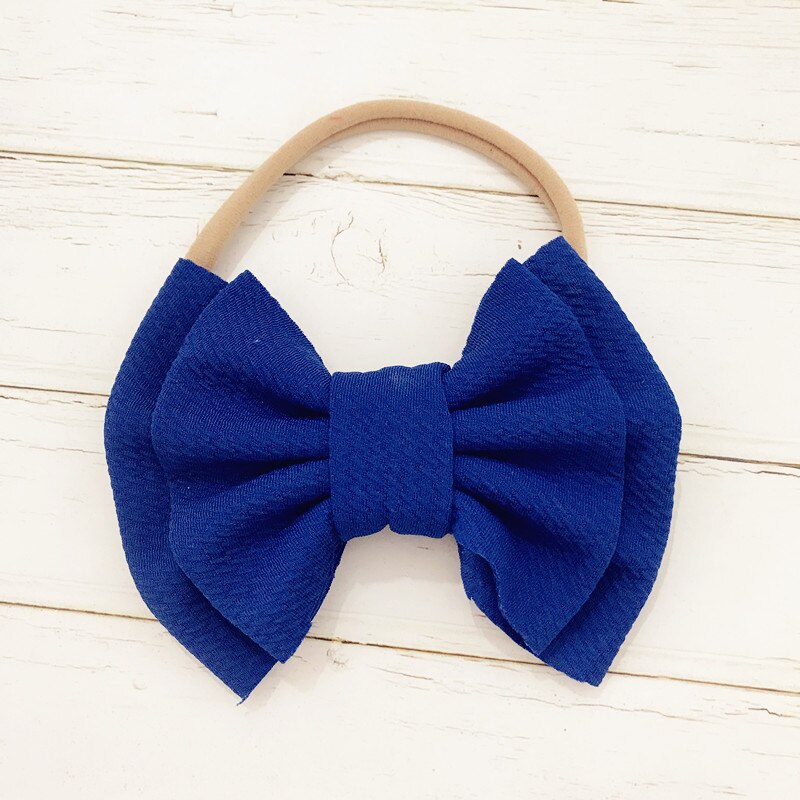 Menina headdress grande arco nó sólido bandana bandana elástica nó headdress acessórios: Azul
