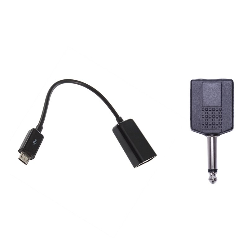 Male to USB Female Converter OTG Adapter Cable with 6.35 1/4inch Male to Dual Female Mono Y Cord PA o Cable Adapter