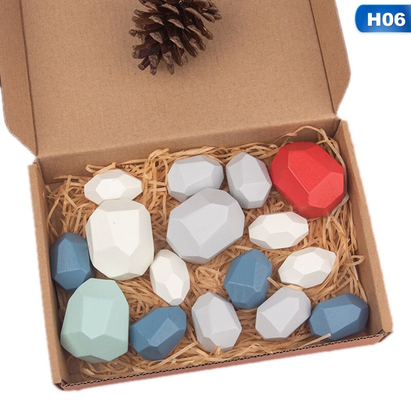 Regenboog Gekleurde Houten Stone Kids Bouwsteen Educatief Speelgoed Creatieve Nordic Stijl Stapelen Blok Spel Kinderen: H06