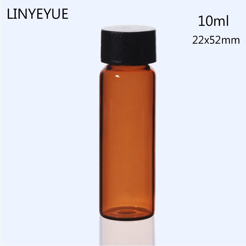 Botella de muestra de aceite esencial, 10ml (22X52mm), Vial de PE, almohadilla interna, tapón de rosca, tubo de ensayo de vidrio, botella de laboratorio de química, 10 unidades/paquete