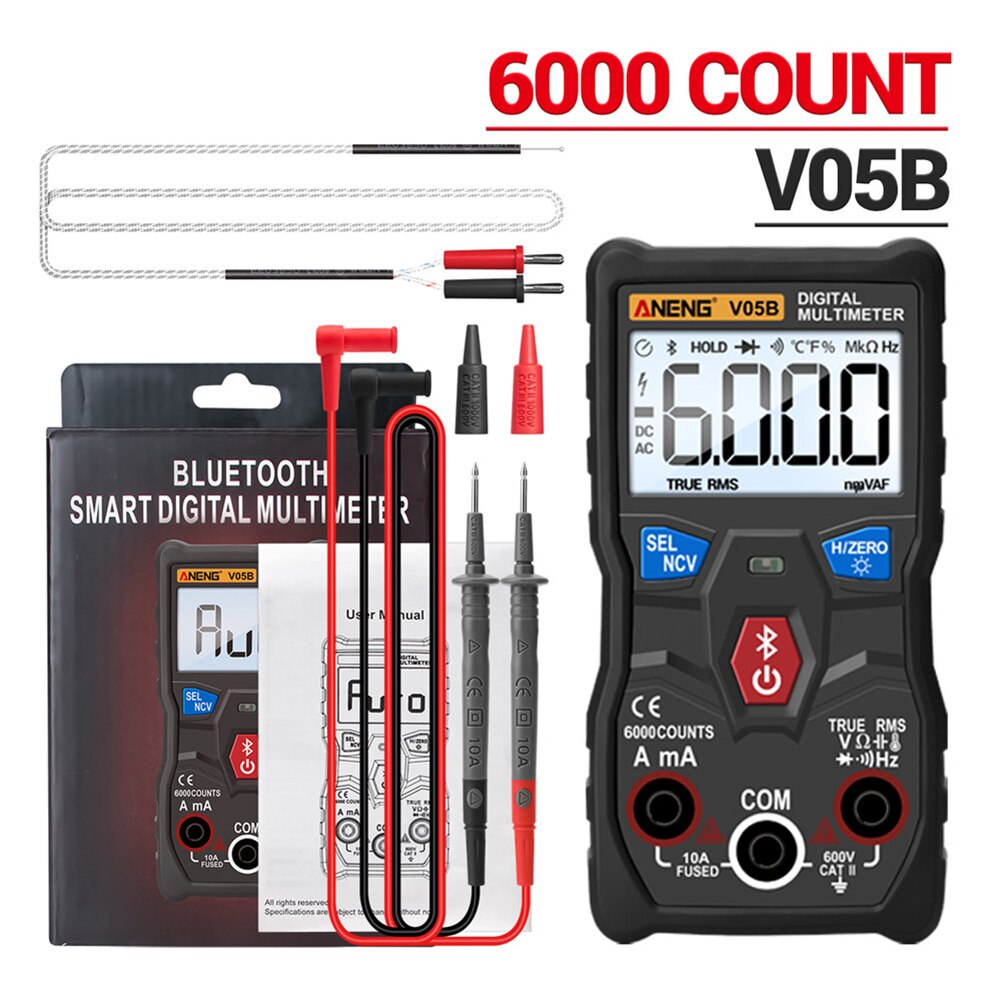 Digitale Bluetooth Multimeter 6000 Count True Rms Auto Range Dc/Ac Voltage Tester Capaciteit Weerstand Meter Multimetro