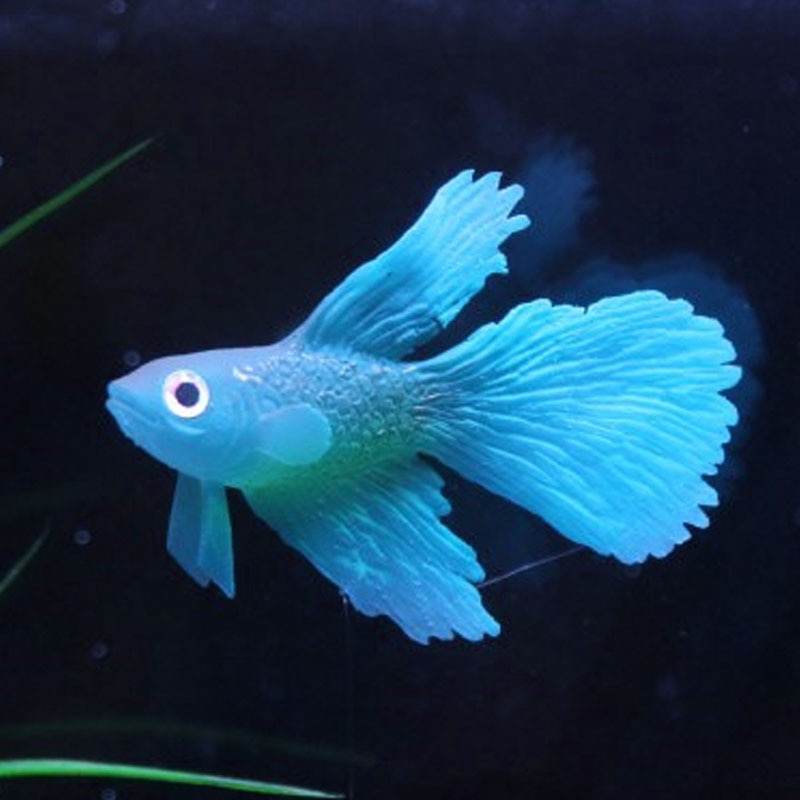 Artificial Soft Silicone Glowing Effect Betta Aquarium Fish Tank Ornament Decor