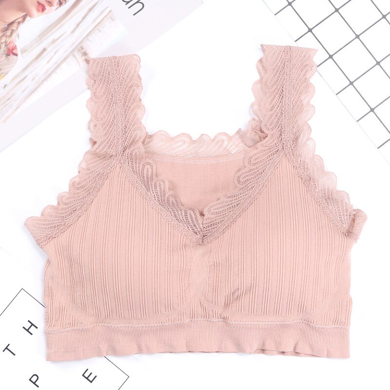 WANAYOU sostén deportivo de encaje para mujer, Top deportivo acolchado Push Up, sostén sin costuras para Yoga, Tops de Yoga para correr sin alambre, ropa interior deportiva transpirable: Pink
