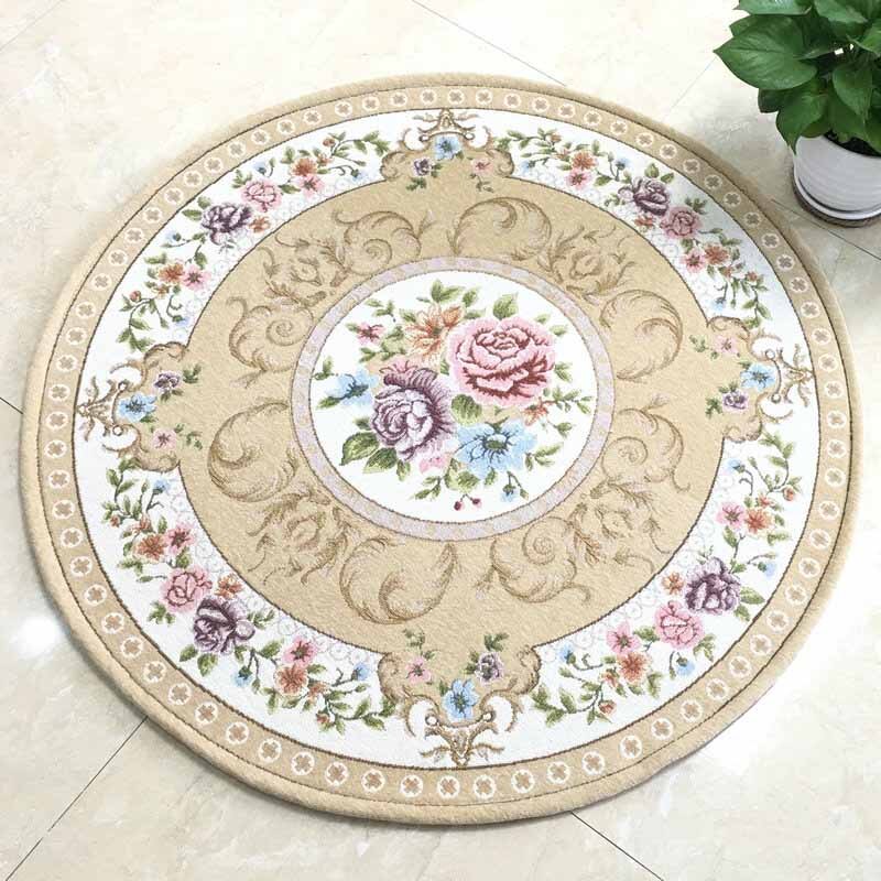 Luksus rundt tæppe til stuen jacquard klassiske skridsikre blomstrede gulvmåtter soveværelse børn lege vand absorption område tæpper: Farve  no 5 / Diameter 100cm